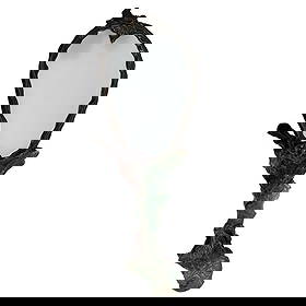 Daum Pate-De-Verre & Bronze Hand Mirror: Daum Pate-De-Verre & Bronze Hand Mirror20th Cent.. France.Daum Pate-de-Verre and bronze double sided hand mirror, . From the Daum Bacchus Series. Marked with Daum incised signature.L: 12 1/2".