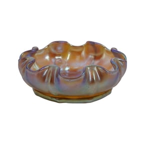 L.C.T. Tiffany Gold Favrile Glass Open Salt Cellar