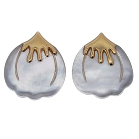 Tiffany & Co. Gold Tone Mother of Pearl Clip-On Earrings