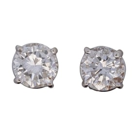 14K White Gold & Diamond Stud Earrings