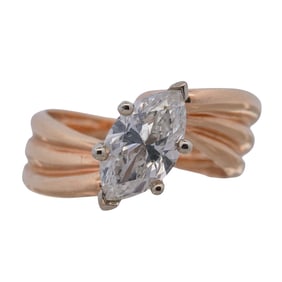 18K Gold & Marquise Diamond Ring