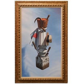 Gary T. Erbe (1944-Present) 'The Commuter' Trompe l'oeil Oil on Canvas Painting