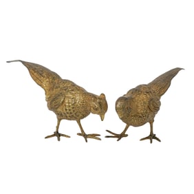 Pair of Spanish Vermeil Silver Pheasants