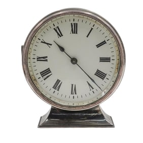 English Sterling Silver Mantel Clock