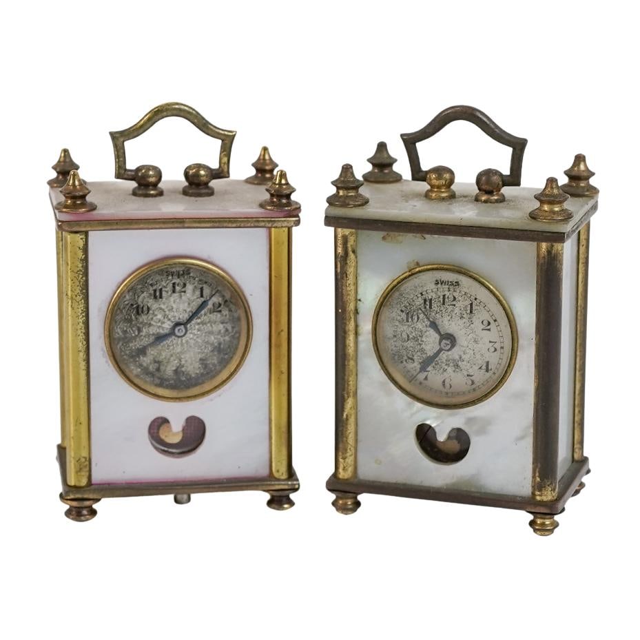 (2 Pc) Lancel & T.H Jeguier MOP Miniature Carriage Clocks (1 of 7)