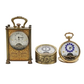 (3Pc) Miniature Hebdomas 8 Jours French Clocks