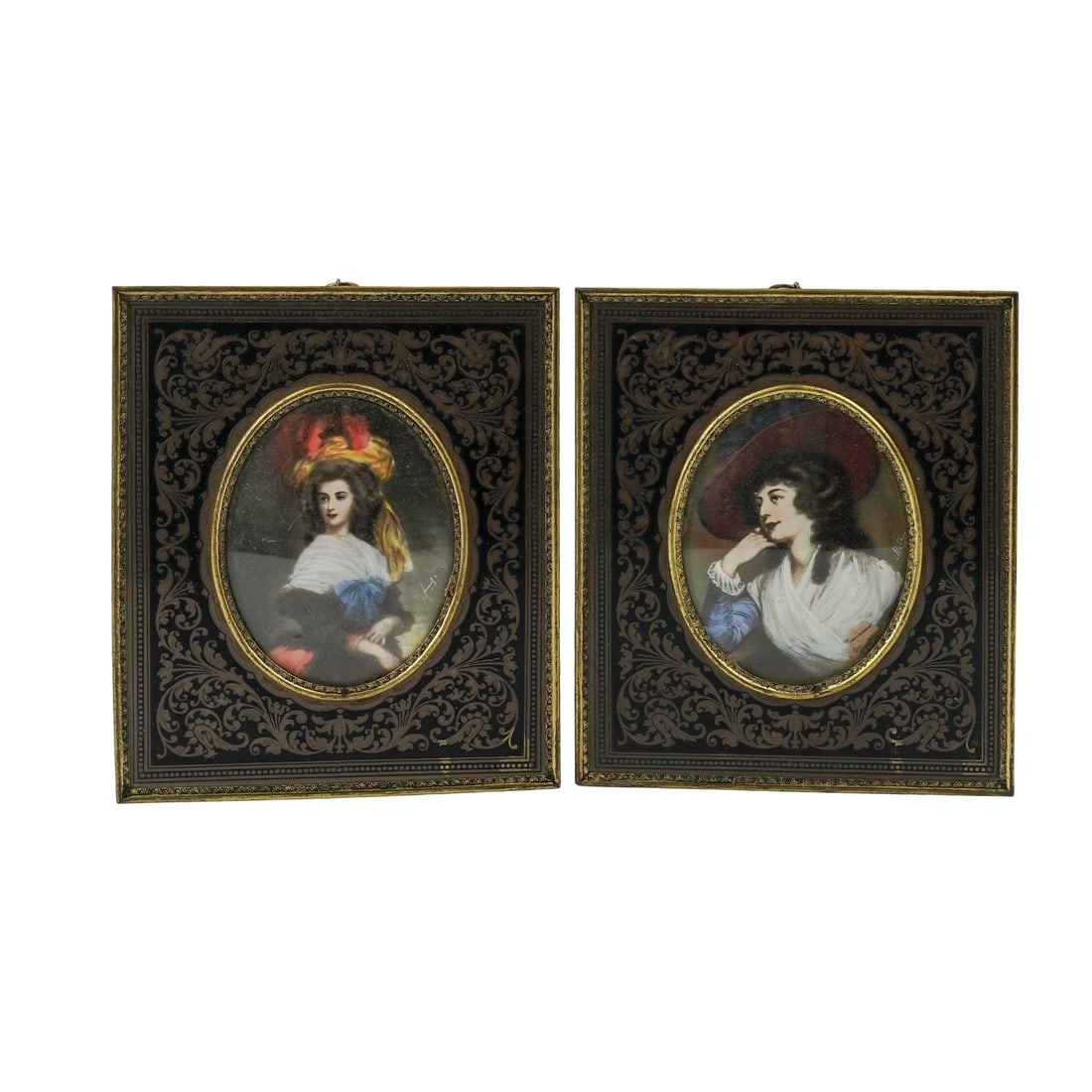 Pair of Victorian Portraits in Brass Frames (1 of 6)