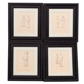(4Pc) Antique French Study Series Graphite on Paper