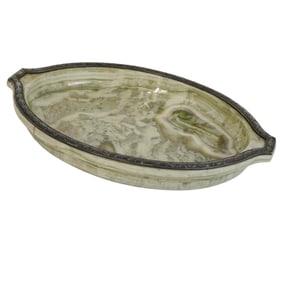 Antique Russian Silver Mount Bolin Onyx Marble Centerpiece Bowl