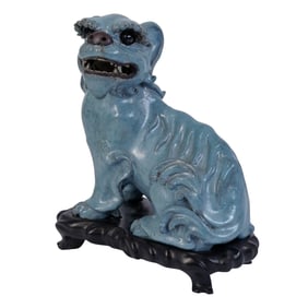 Chinese Republic Period Glazed Stoneware Foo Dog Lion