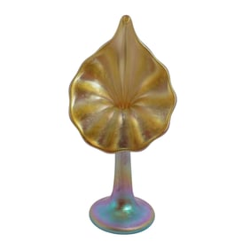 Steuben Glass Gold "Aurene" Iridescent Jack-in-the-Pulpit Vase