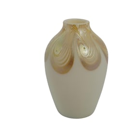 Steuben Glass Opal and Gold "Aurene" Vase