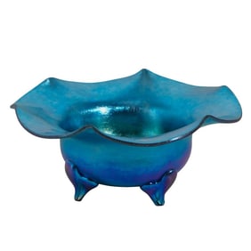 Steuben Blue Aurene Open Salt Cellar