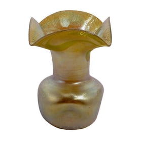 Steuben Glass Gold "Aurene" Iridescent Pinched Vase