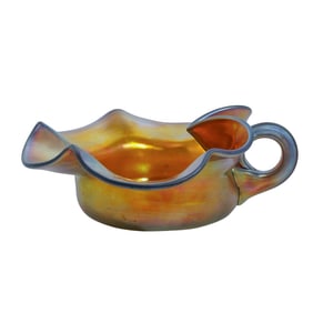 Steuben Glass Gold "Aurene" Iridescent Bonbon Dish