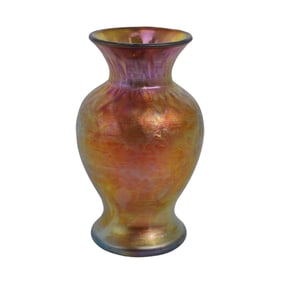 Steuben Glass Gold "Aurene" Diamond Optic Vase