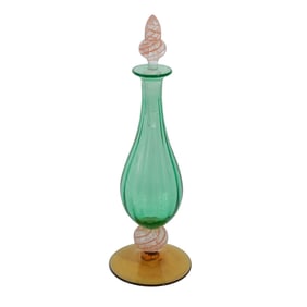Steuben Pomona Green, Amber & Silverine Rosa Perfume Bottle