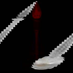 Signed Steuben "Verre de Soie" Cologne Bottle: Signed Steuben "Verre de Soie" Cologne Bottle20th century, USASteuben glass "Verre de Soie" cologne bottle with gold ruby fully intact stopper. Signed by etched "AHO" or "OHH" on base.Reference:Shape: