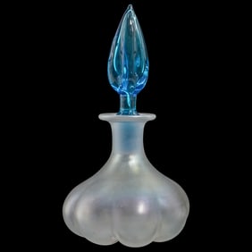 Steuben Verre De Soie Perfume Bottle & Celeste Blue Stopper