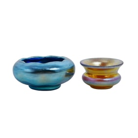 (2 pcs) Steuben Aurene Glass Salt Cellars