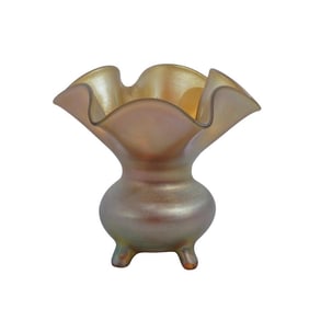 Steuben Glass Gold Aurene Footed Vase