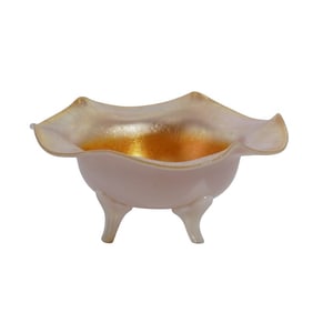 Steuben Gold Aurene and Calcite Open Salt Cellar
