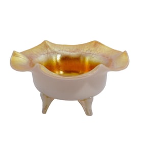 Steuben Gold "Aurene" Calcite Footed Salt Cellar