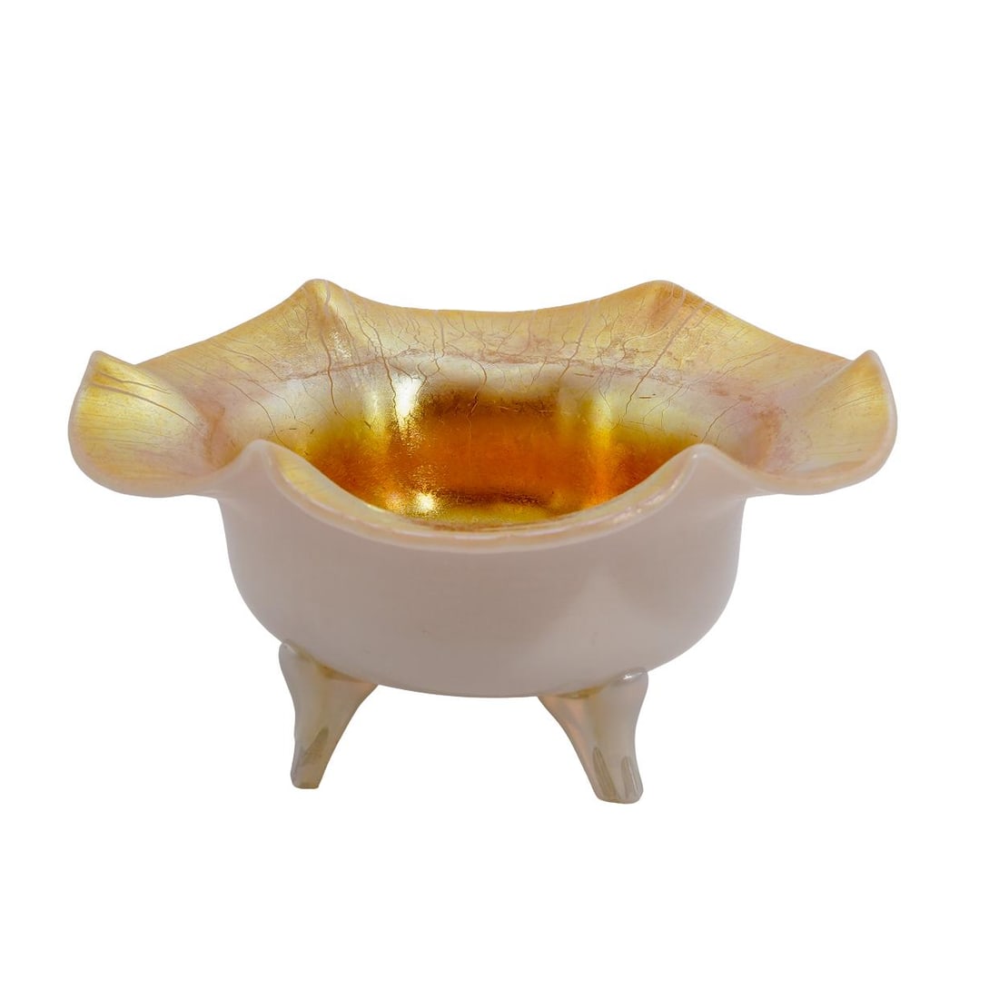 Steuben Gold "Aurene" Calcite Footed Salt Cellar (1 of 5)
