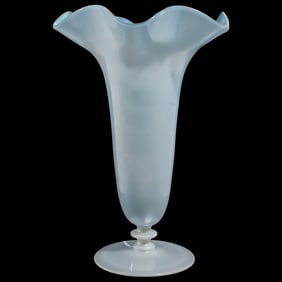 Steuben Blue Calcite Ruffle Vase