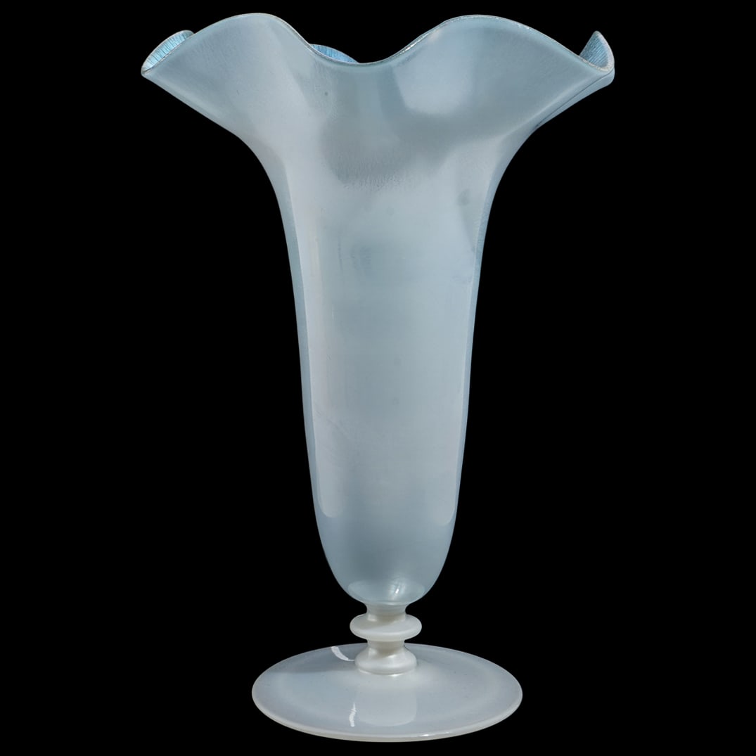Steuben Blue Calcite Ruffle Vase (1 of 7)