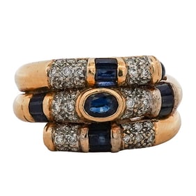 Vintage 18K Gold Sapphire and Diamond Ring
