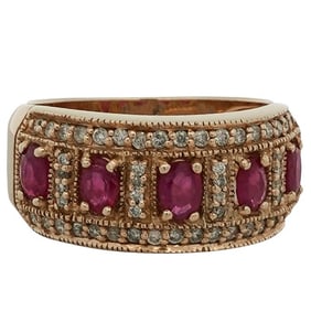 14K Gold, Ruby, and Diamond Ring