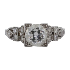 Art deco platinum and 1ct diamond ring