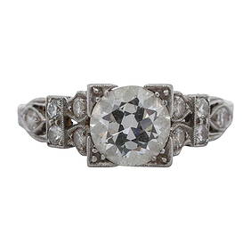 Art deco platinum and 1ct diamond ring (1 of 6)