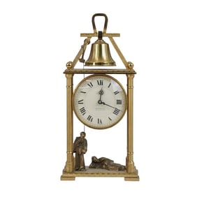 Imhof and Bucherer Gilt Bronze Monk Automation Striking Desk Clock
