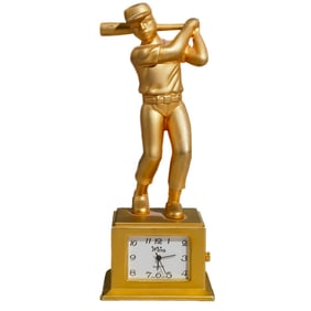 Mira Bronze Baseball Player Quartz Desk Clock