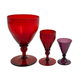 (3 pcs) Steuben Selenium Red and Amethyst Glassware