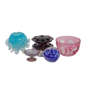 (4 Pc) Vintage Art Glass Grouping