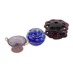 (4 Pc) Vintage Art Glass Grouping