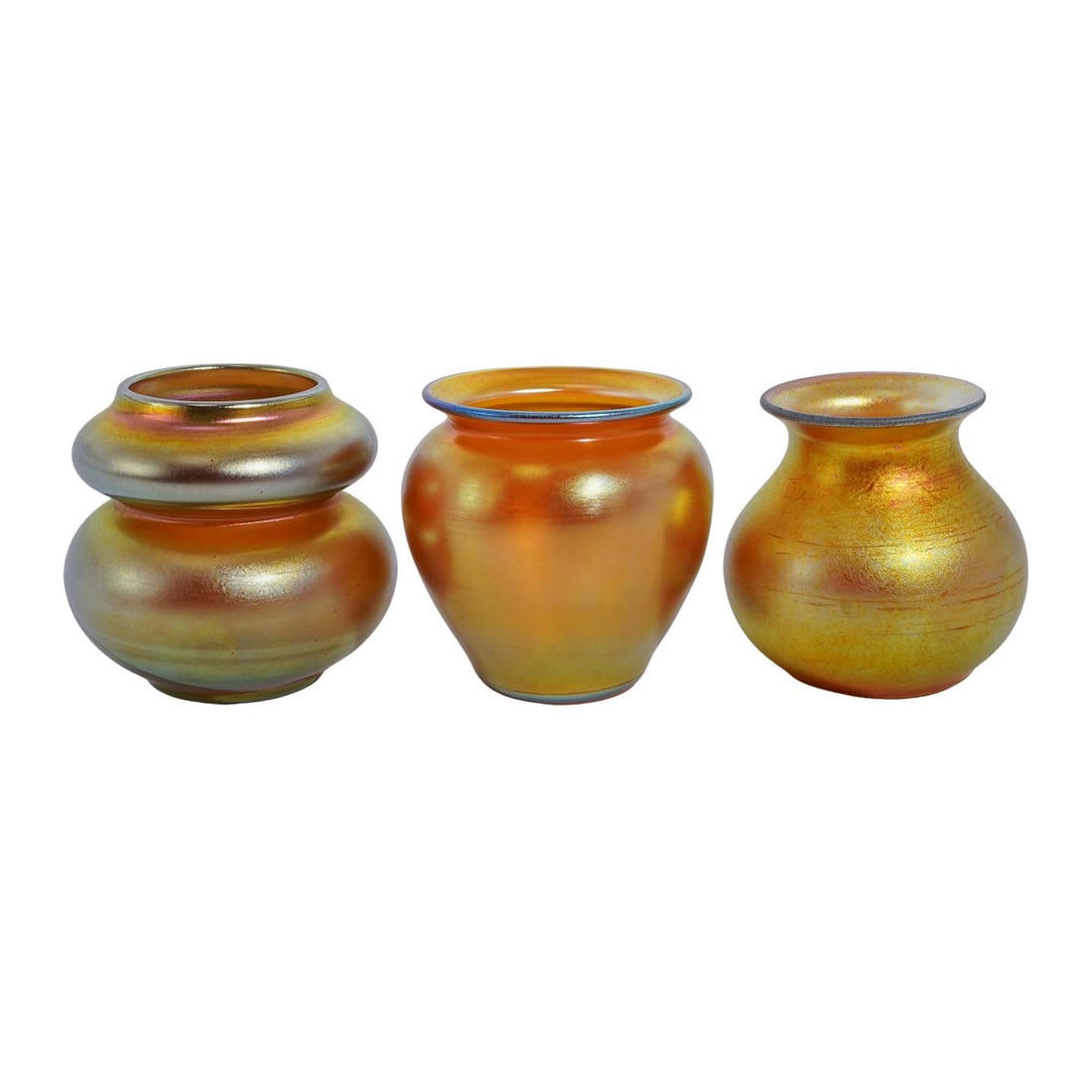 (3 pcs) Steuben Glass Gold "Aurene" Vases (1 of 9)