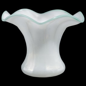 Steuben Iridescent Ivrene & Turquoise Glass Vase