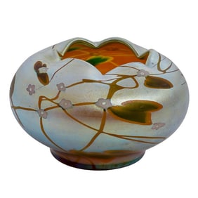 Steuben Gold Aurene & Green "Leaf and Vine" Bowl