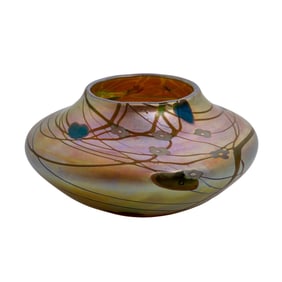 Steuben Glass Gold Aurene "Leaf and Vine" Vase