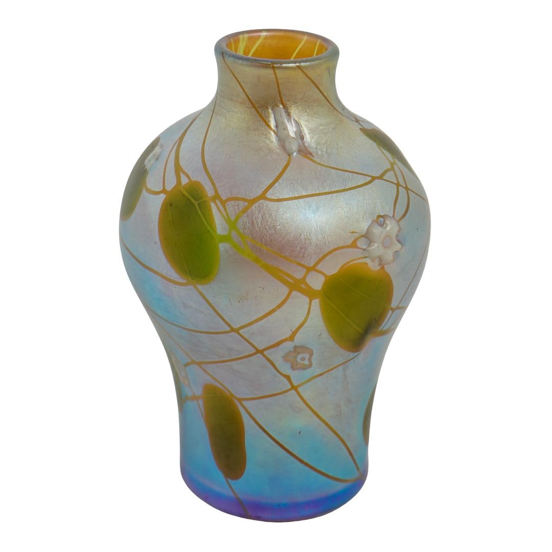 Steuben Gold Aurene Flower and Vine Iridescent Vase (1 of 3)