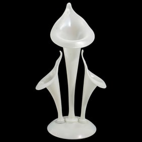Steuben Glass "Ivrene" Triple Lily Vase