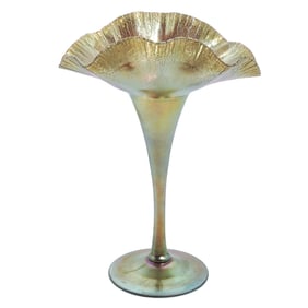 Steuben Glass Gold "Aurene" Iridescent Footed Vase