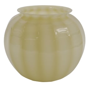 Steuben Ivory Round Optic Ribbed Vase