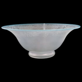 Steuben Iridescent Cyprian Etched Floral Bowl