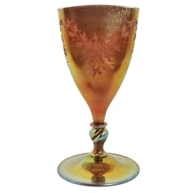 Steuben Glass Gold "Aurene" Engraved Vase
