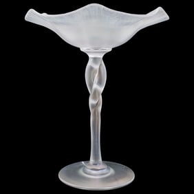 Steuben 'Verre de Soie" Glass Twisted Stem Compote